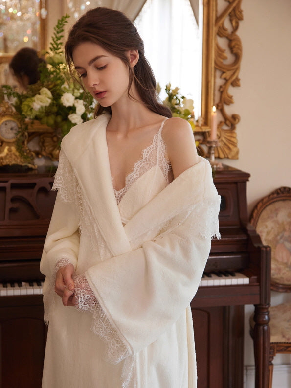 Rose Veil Lace Hooded Robe