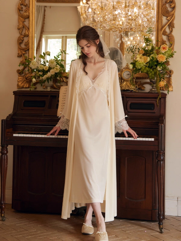 Moonlit Lace Reverie Nightgown & Robe
