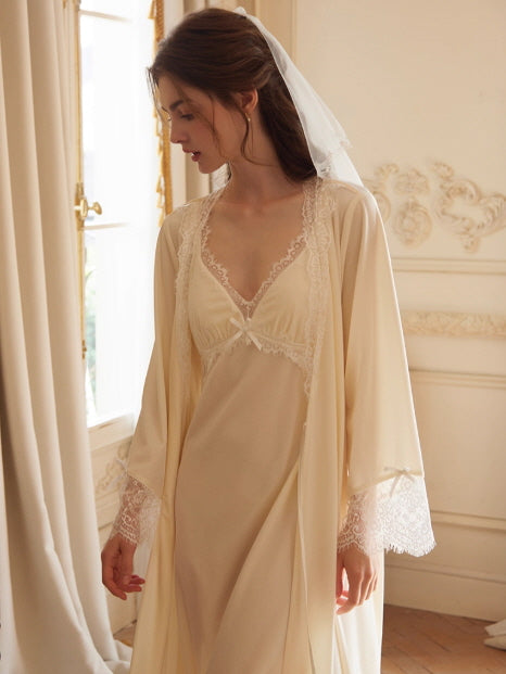 Moonlit Lace Reverie Nightgown & Robe