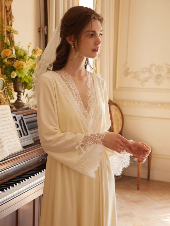 Moonlit Lace Reverie Nightgown & Robe