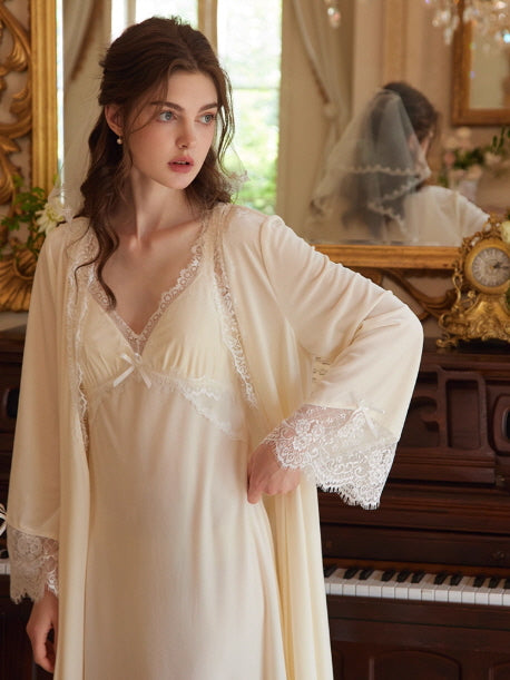 Moonlit Lace Reverie Nightgown & Robe