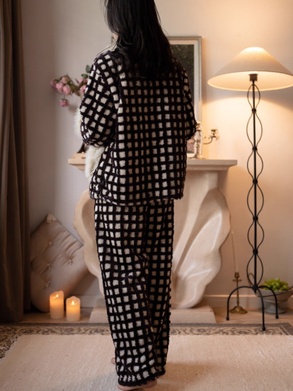 Winter Check Velvet Loungewear Set