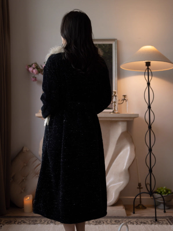 Midnight Fur Collar Winter Robe