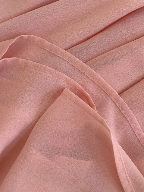 Rosy Whispers Ruffle Chiffon Dress