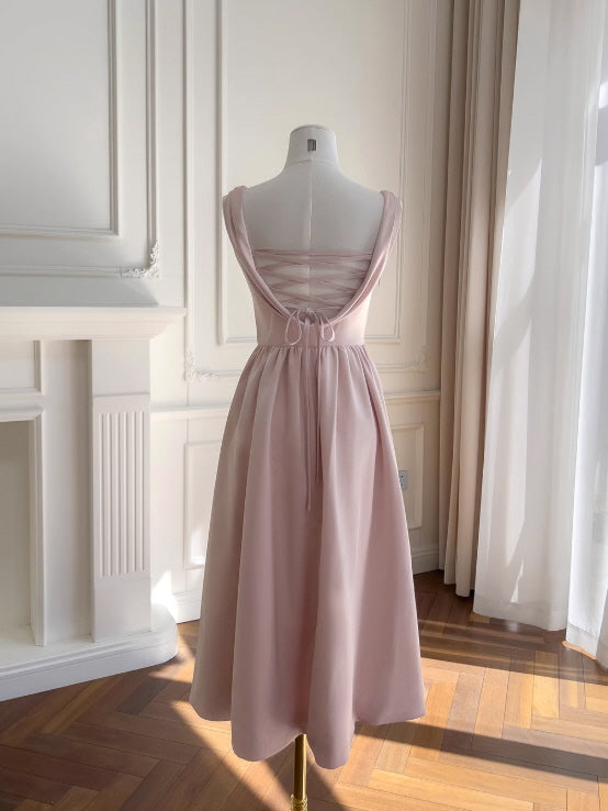 Blush Silhouette Drape Backlace Dress