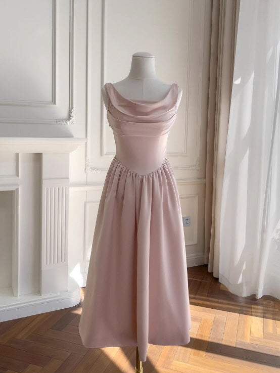 Blush Silhouette Drape Backlace Dress