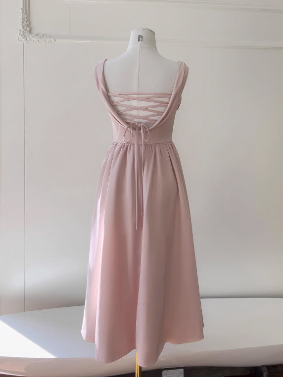 Blush Silhouette Drape Backlace Dress