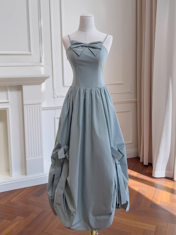 Powder Blue Garden Rose Lace-Up Dress
