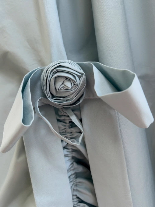 Powder Blue Garden Rose Lace-Up Dress