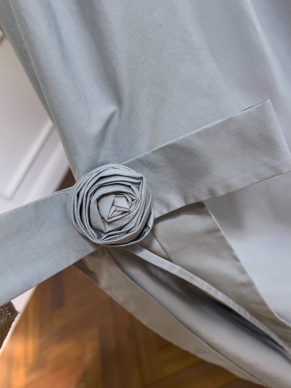 Powder Blue Garden Rose Lace-Up Dress