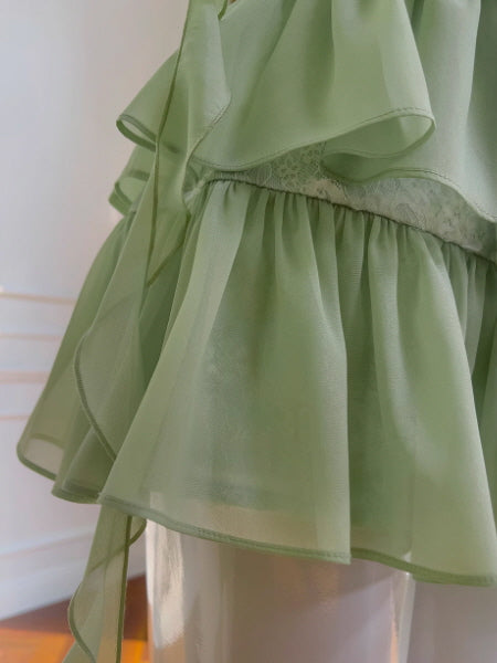 Mint Garden Lace Tiered Fairy Dress