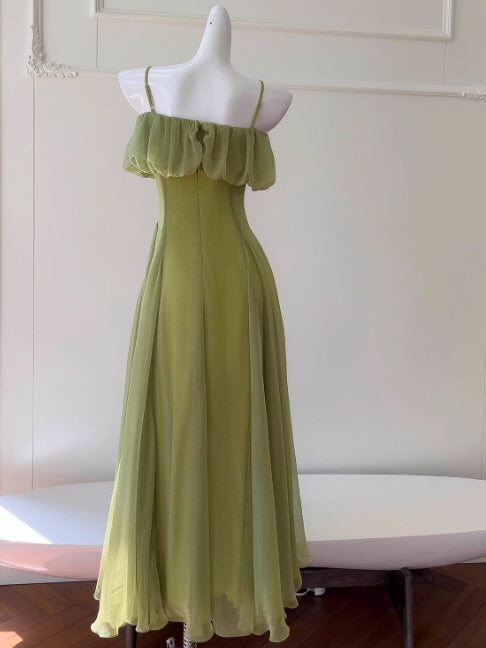 Fairy Olive Whisper Chiffon Dress