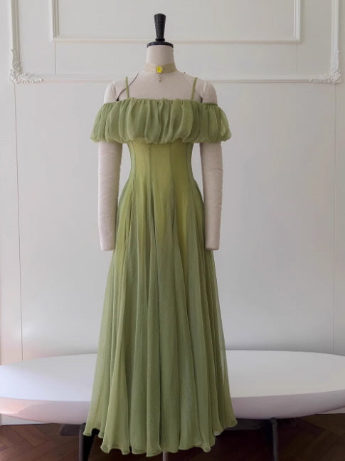 Fairy Olive Whisper Chiffon Dress