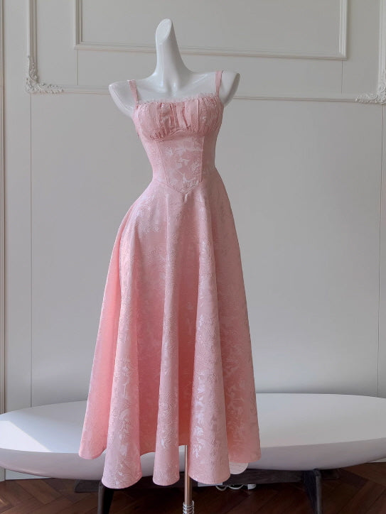 Blush Rosette Jacquard Corset Dress