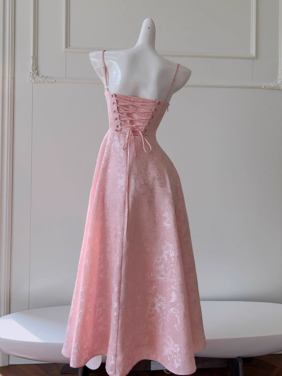 Blush Rosette Jacquard Corset Dress