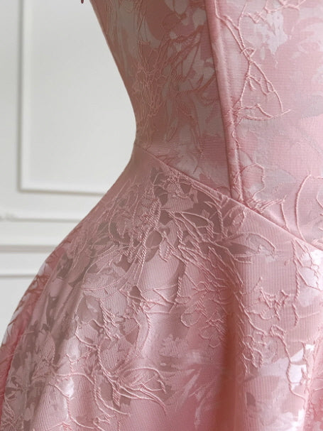 Blush Rosette Jacquard Corset Dress