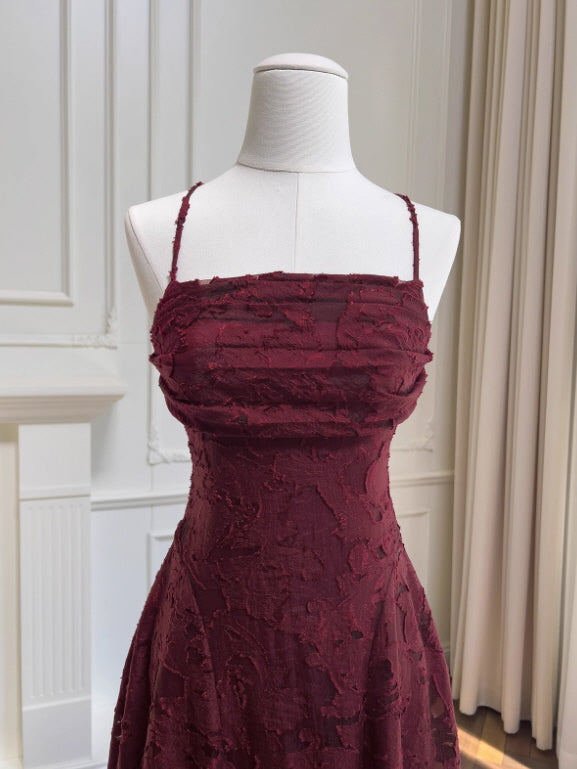 Crimson Rose Evening Lace Dress