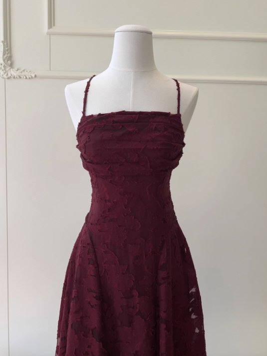 Crimson Rose Evening Lace Dress