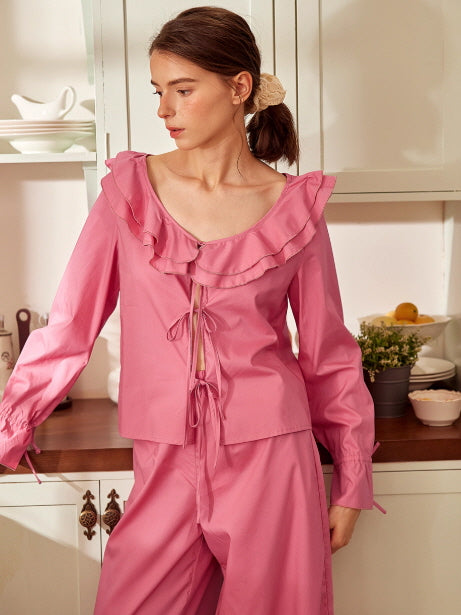 Rose Garden Ruffle Tie Loungewear Set