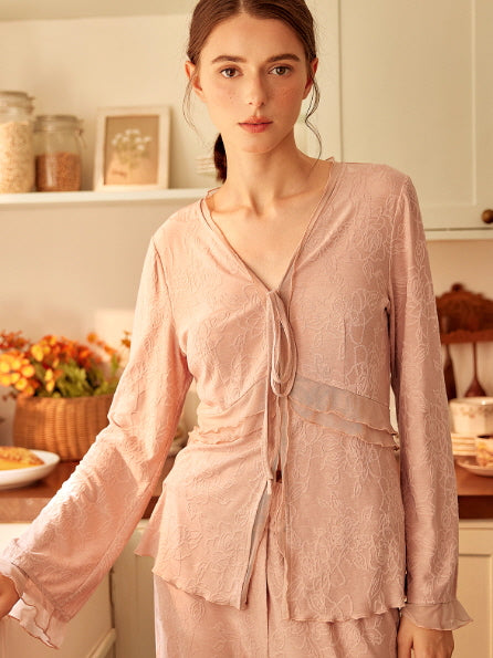 Blush Whisper Lace Loungewear Set
