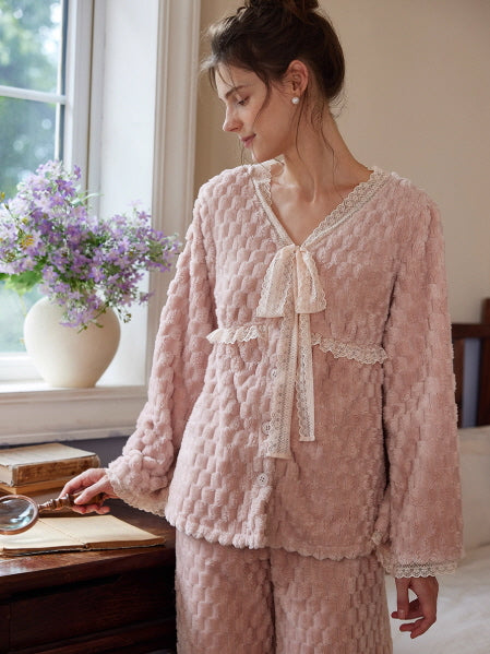 Rose Cloud Vintage Ribbon Loungewear Set