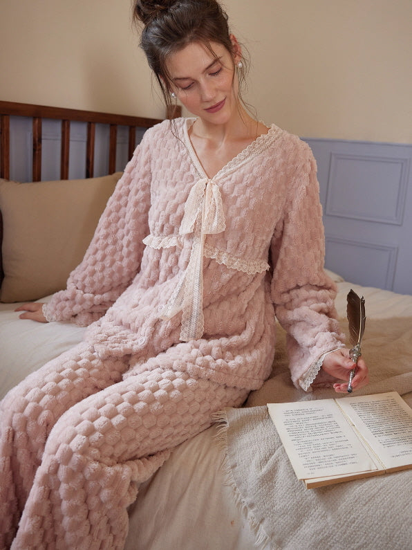 Rose Cloud Vintage Ribbon Loungewear Set