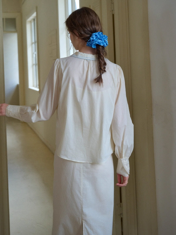 Blue Meadow Embroidered Collar Blouse