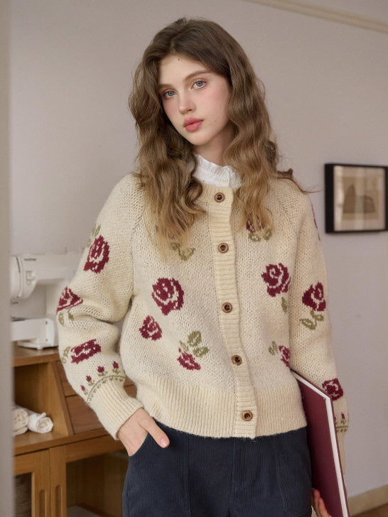 Vintage Rose Garden Knit Cardigan