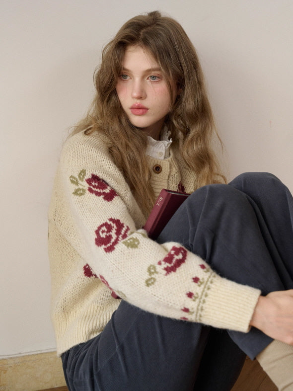 Vintage Rose Garden Knit Cardigan