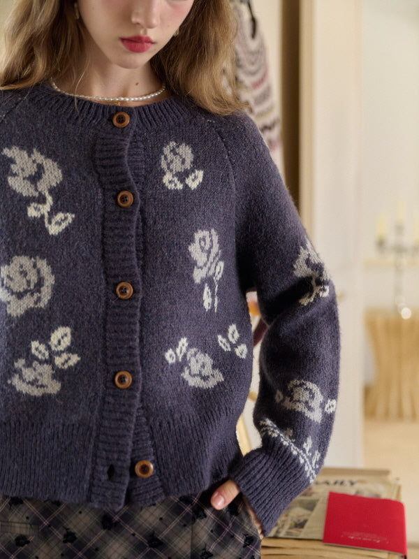 Vintage Rose Garden Knit Cardigan