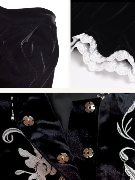 Velvet Garden Embroidered Vintage Vest & Skirt