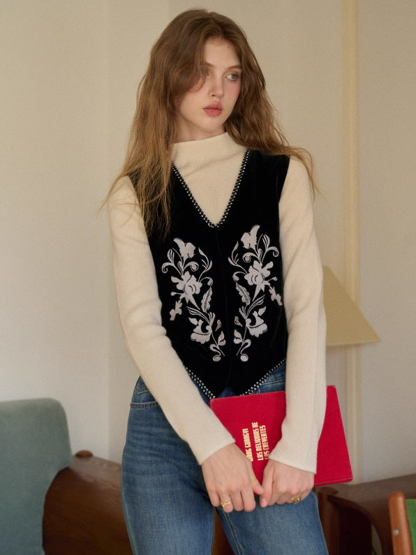 Velvet Garden Embroidered Vintage Vest & Skirt