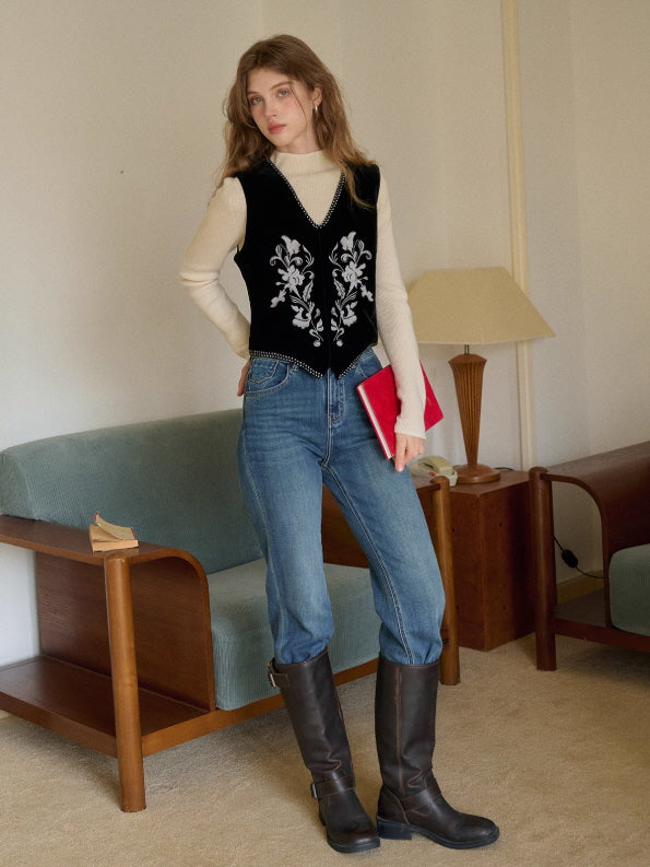 Velvet Garden Embroidered Vintage Vest & Skirt