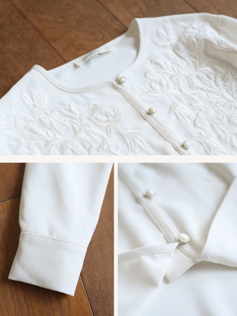 Soft Ivory Embroidered Vintage Blouse