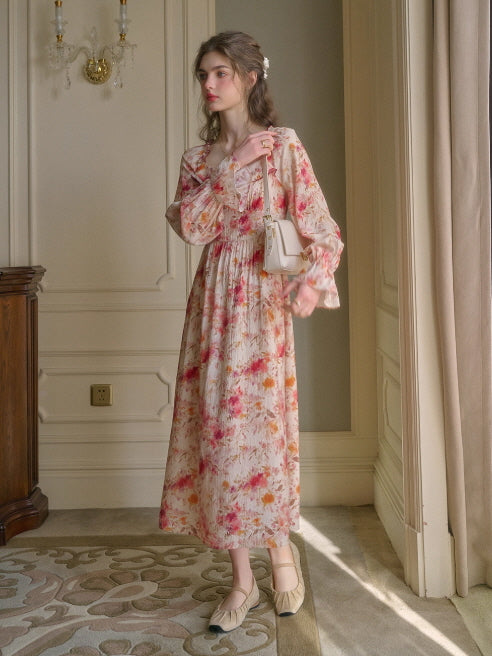 Pink Blossom Ruffle Vintage Dress