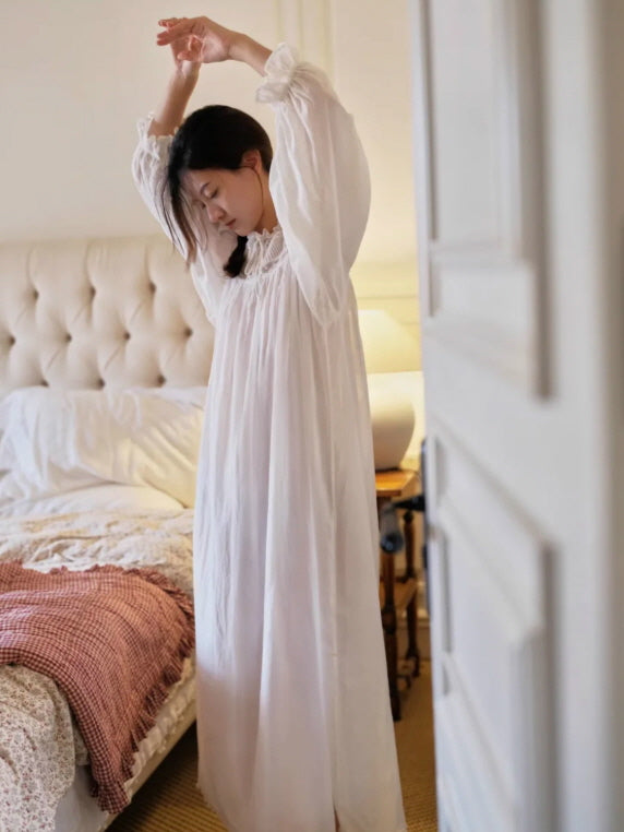 Whispering Lace Vintage Long-Sleeve Nightgown