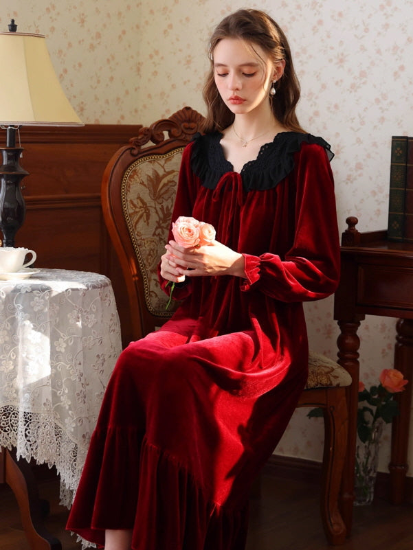 Retro Velvet Princess Nightgown