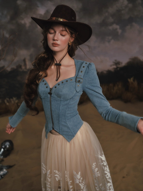 Blue Ridge Western Lace-Up Top