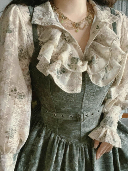 Forest Whispers Vintage Jacquard Dress