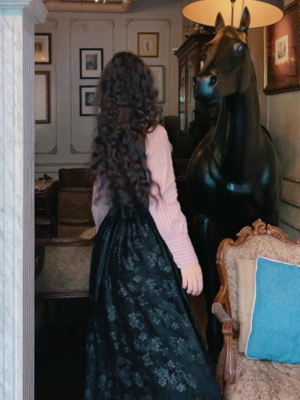 Midnight Rose Lace-Up Vintage Dress