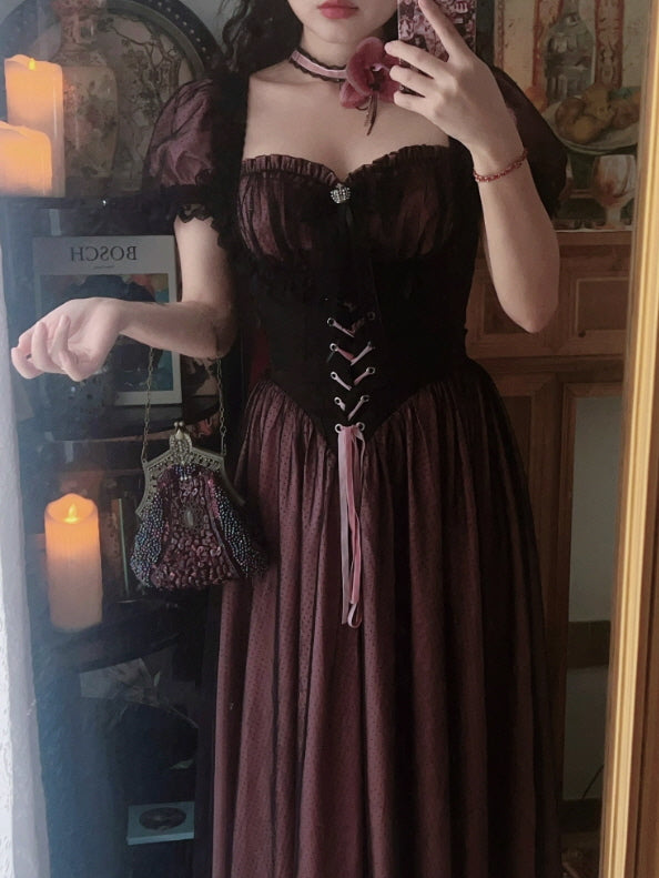 Midnight Rose Lace Corset Dress