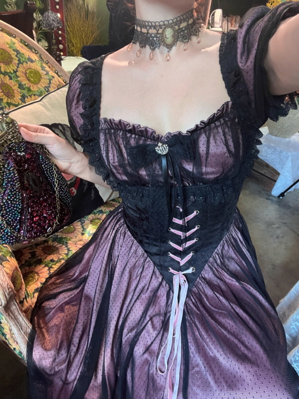 Midnight Rose Lace Corset Dress