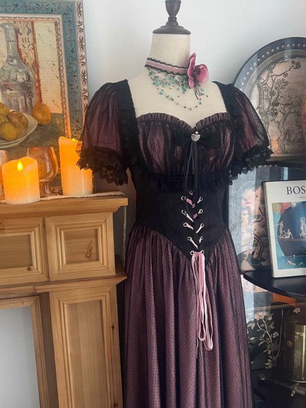 Midnight Rose Lace Corset Dress