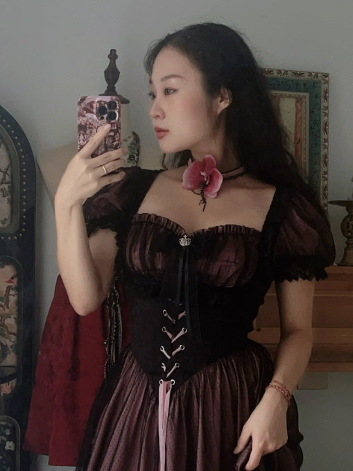 Midnight Rose Lace Corset Dress