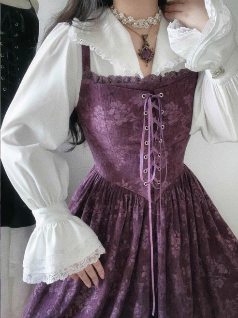 fitted lace wedding dress Purple Floral Corset Vintage Ribbon Dress Princesscore Aesthetic Outfit fitted lace wedding dress Purple Floral Corset Vintage Ribbon Dress Princesscore Aesthetic Outfit