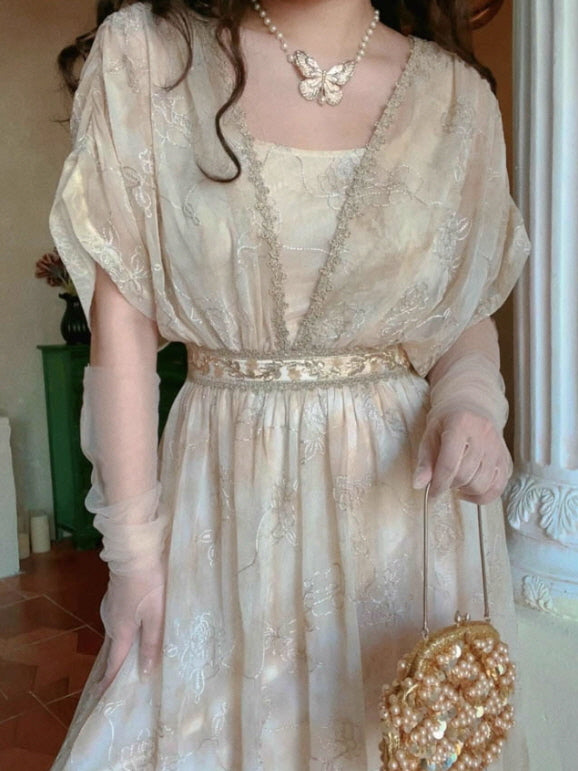 Golden Blossom Vintage Fairytale Dress