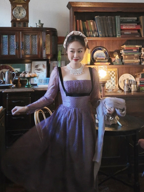 Vintage Lavender Dotted Corset Dress