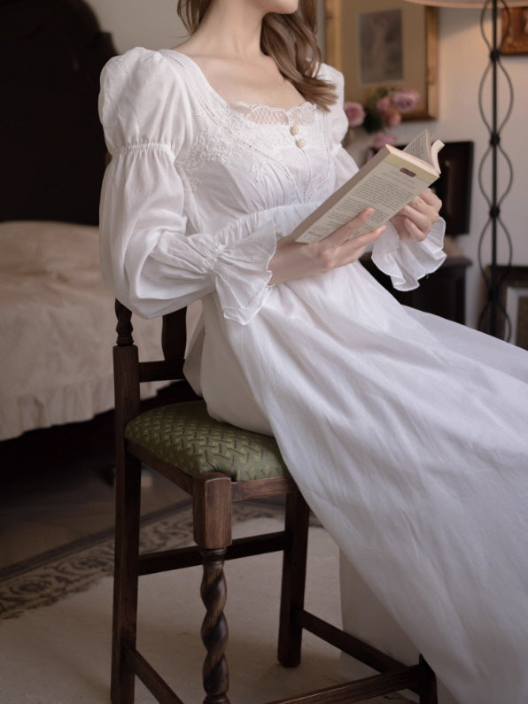 Heirloom Lace Square-Neck Nightgown