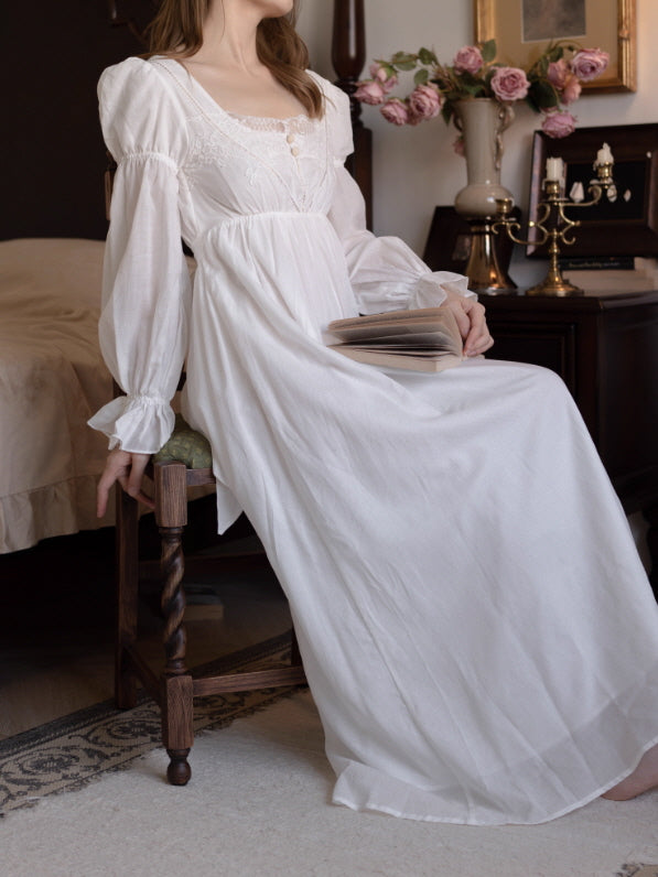 Heirloom Lace Square-Neck Nightgown
