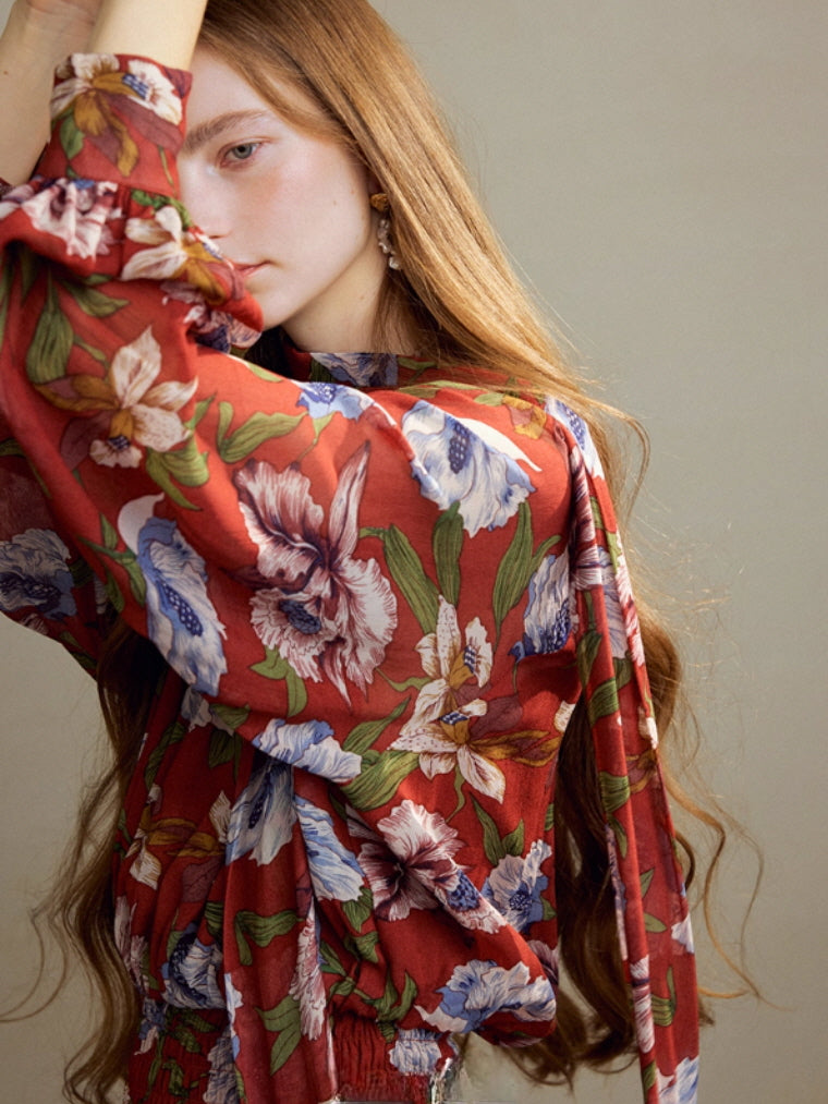 Autumn Bloom Vintage Garden Maxi Dress